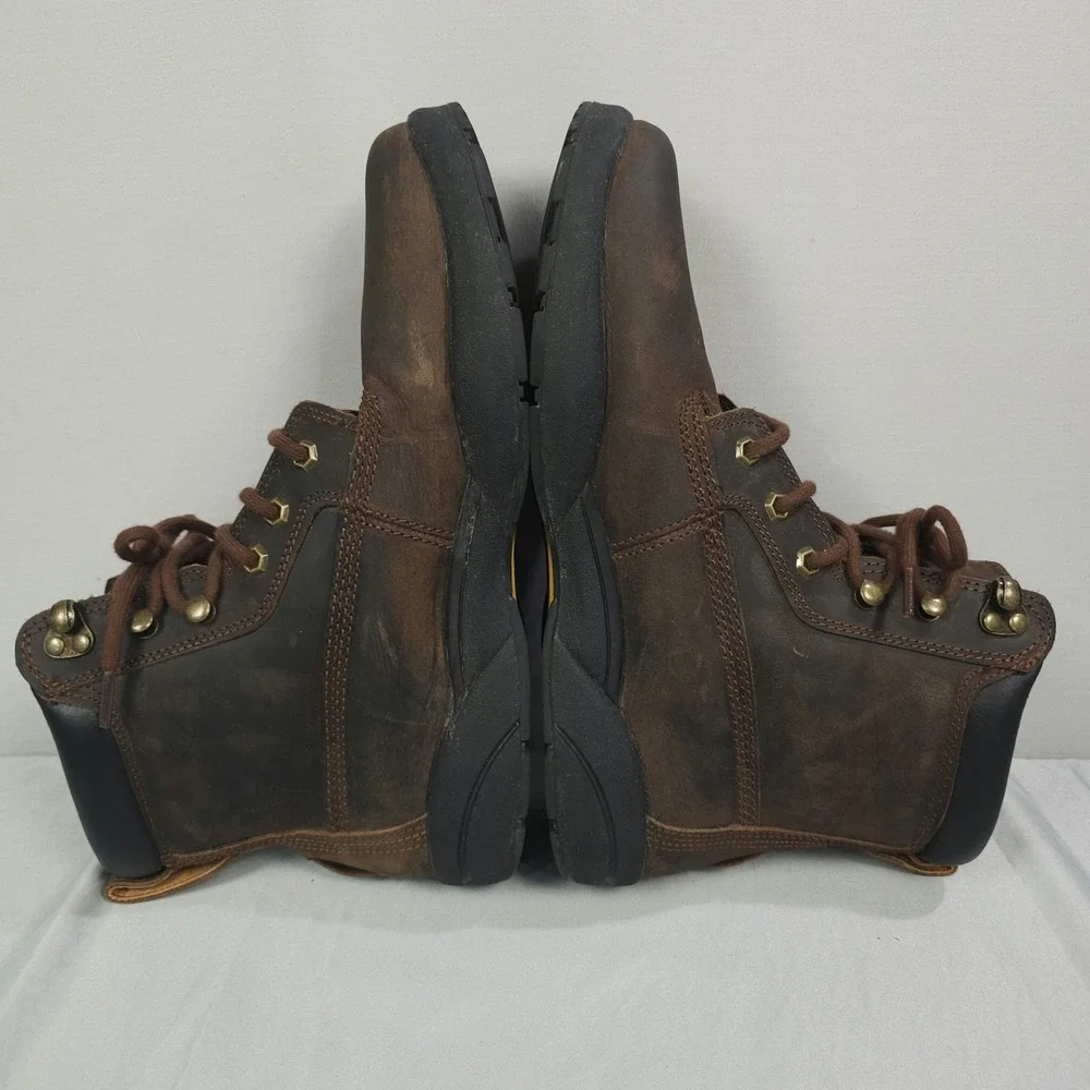 Dr Comfort Boss Boots Men 10.5W Wide Brown Leather Lace-Up Combat Ankle Lace Up